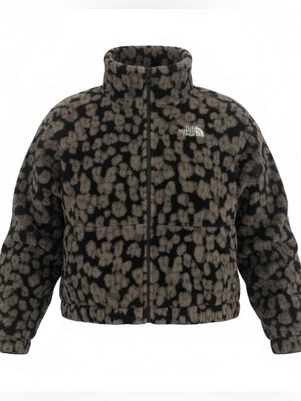 The North Face Black and Gray Patterned Fleece Jacket Youth XL
